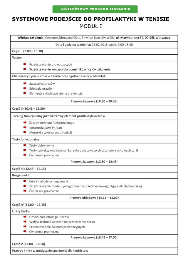 Program - moduł I