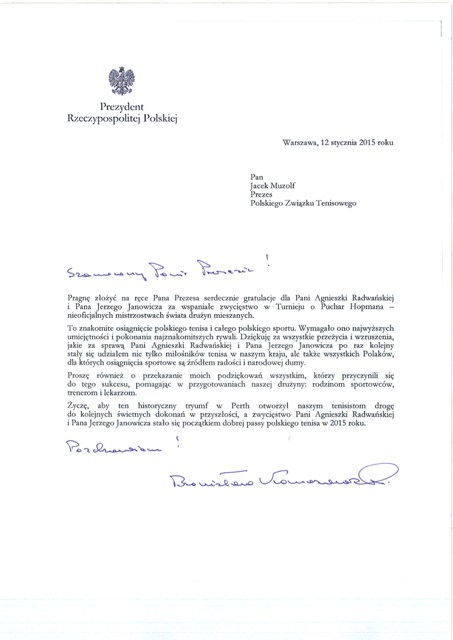 Gratulacje Pana Prezydenta 