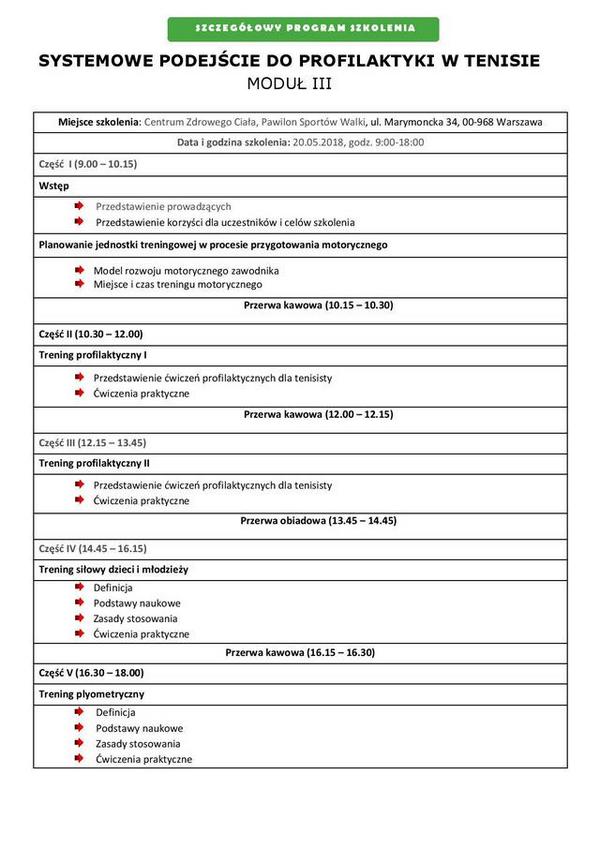 Program - moduł III