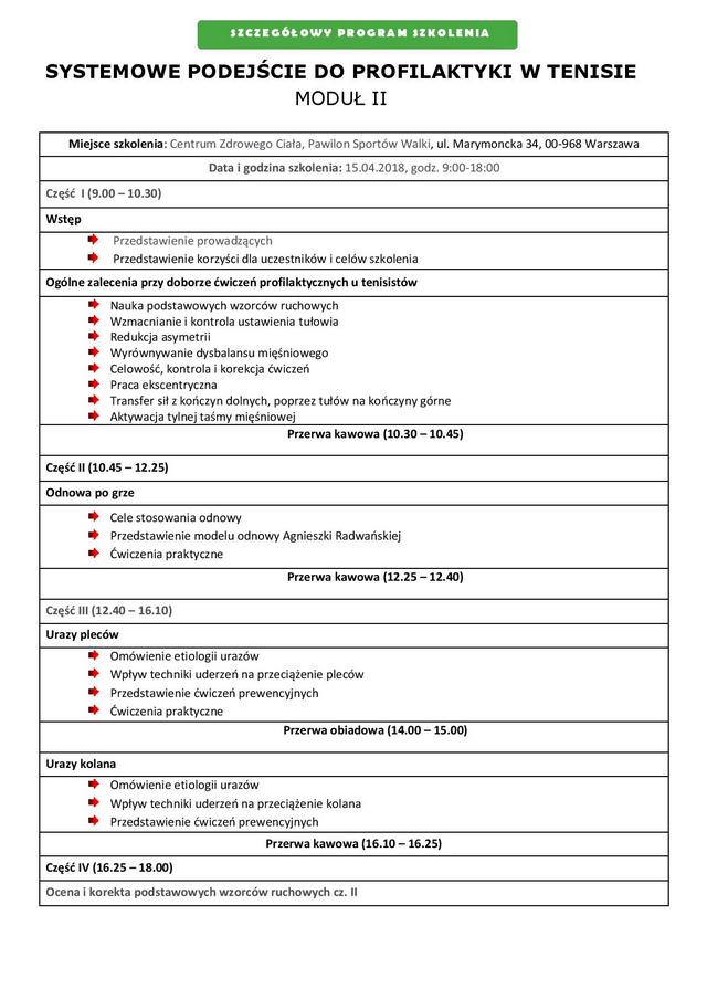 Program - moduł II